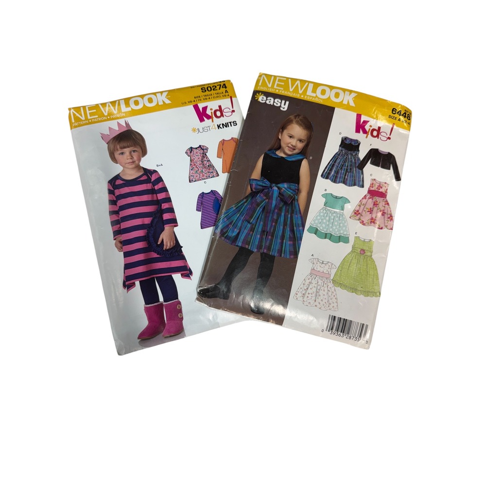 New Look Sewing Patterns Lot 2 Kids Toddler Size 1/2-4 S0274 6448 Dress Leggings